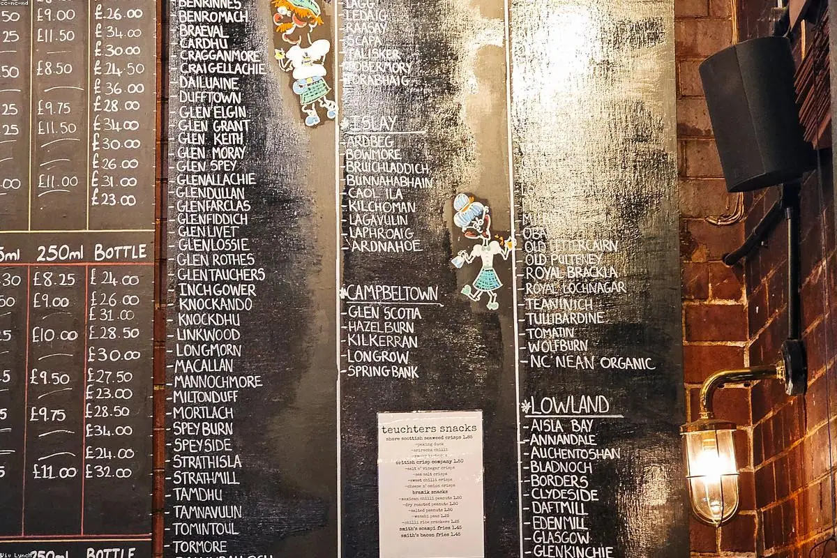 A row of finished craft cocktails lined along a bar top