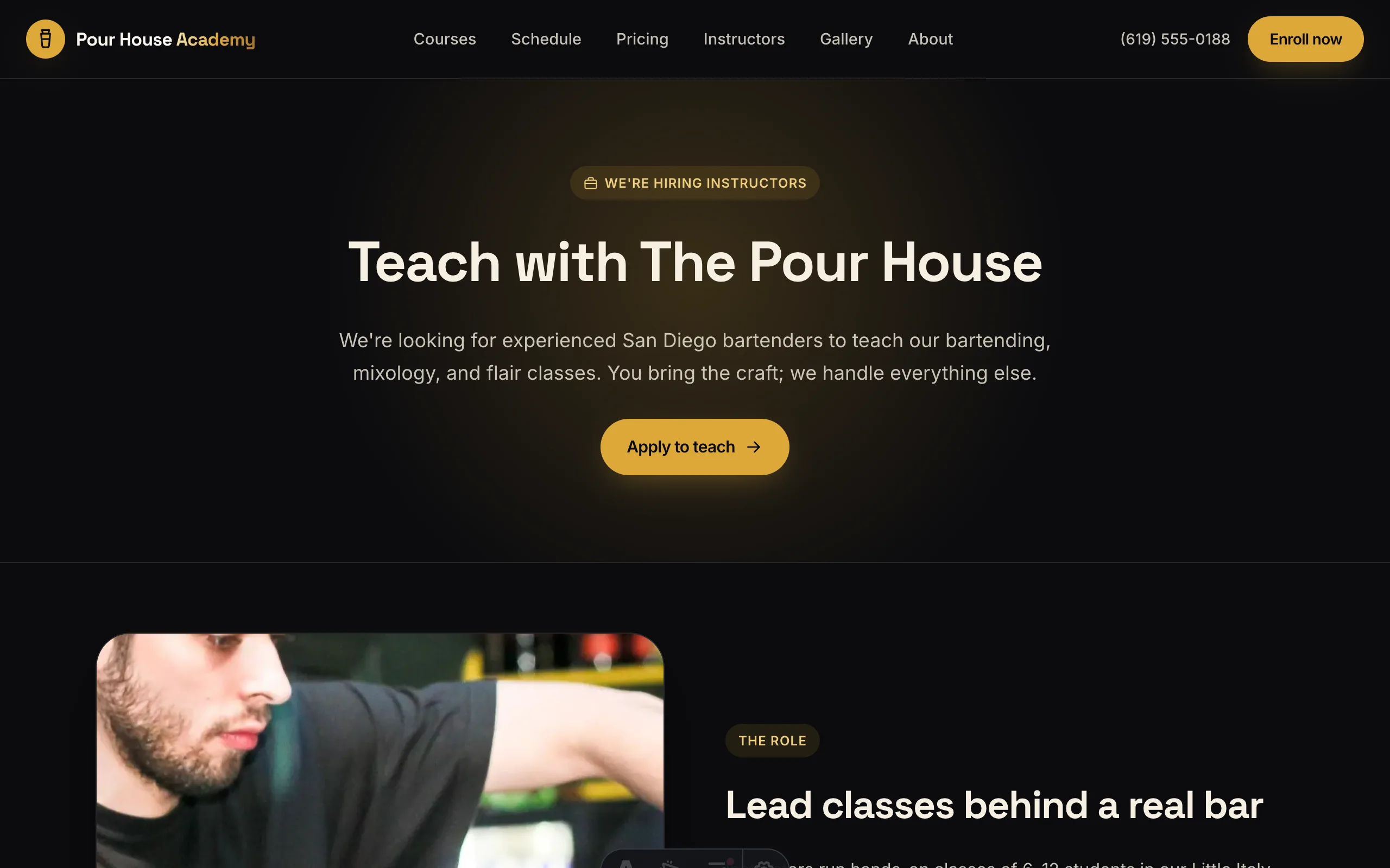 Instructor recruitment page with application form